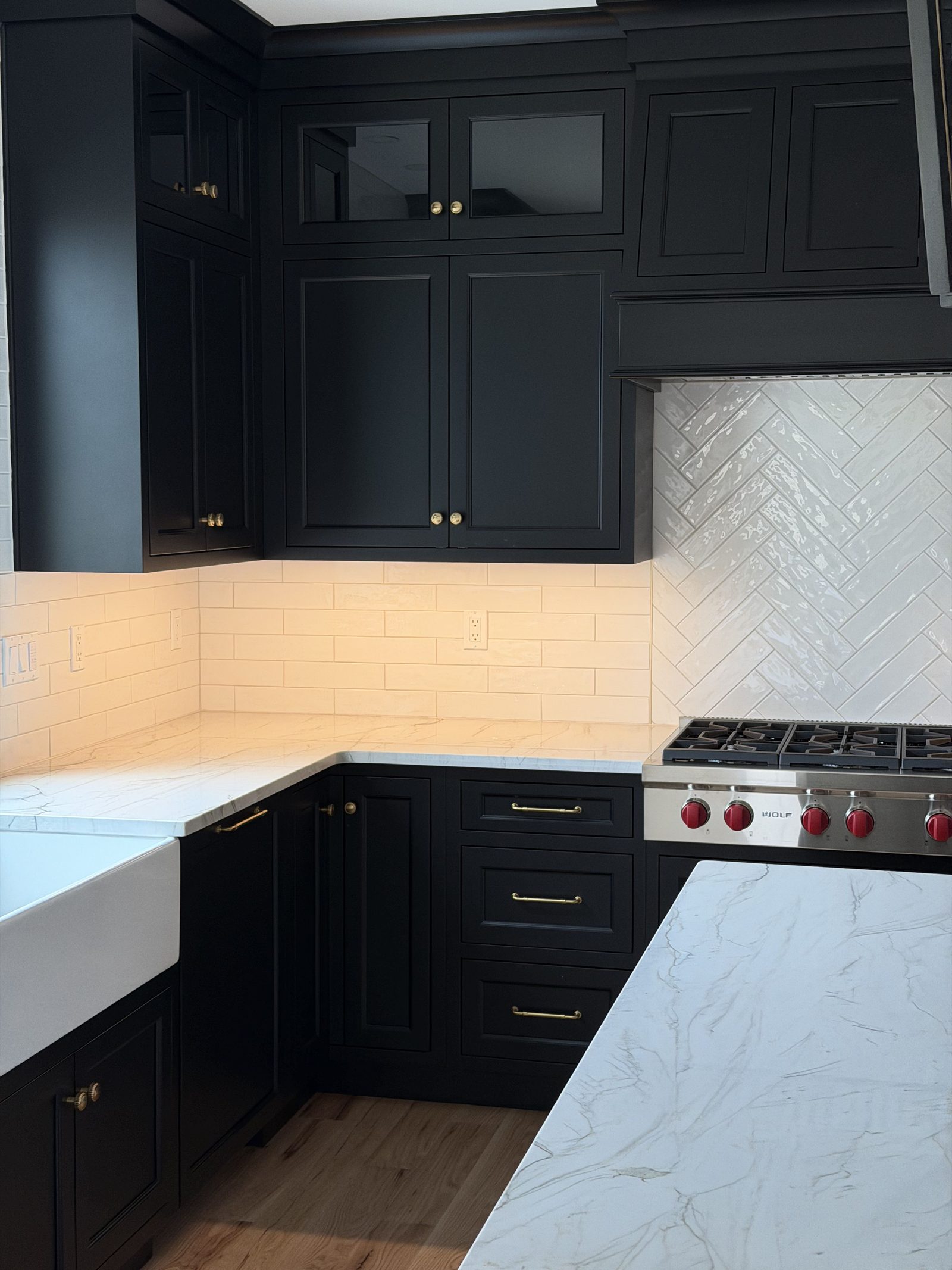 Kitchen remodel with black shaker cabinets