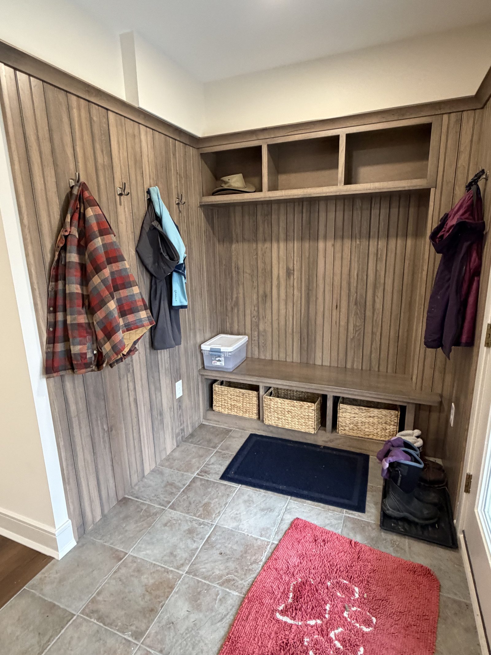 Shiplap mudroom lockers